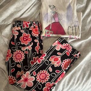 Gymboree Floral Black and Pink Pants